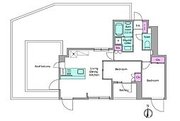 リヴ アン フルール 2LDKの間取図画像