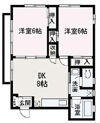 第二コーポ山喜 2DKの間取図画像