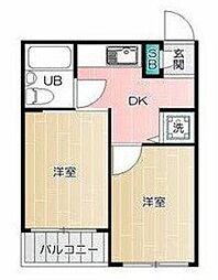 スカイコート西新井 2DKの間取図画像