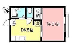 カームハイツＡ 1階1DKの間取り