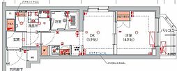 ハーモニーレジデンス武蔵小杉フォレストスクエア 1DKの間取図画像