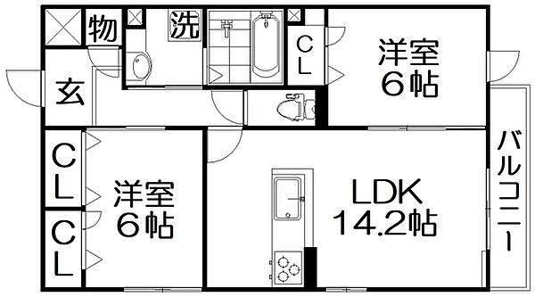 Emouvoir 205｜大阪府枚方市伊加賀西町(賃貸アパート2LDK・2階・64.45㎡)の写真 その2