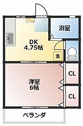 グリーンクレスト 1DKの間取図画像