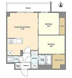 グランカーサ尾久 2階2LDKの間取り