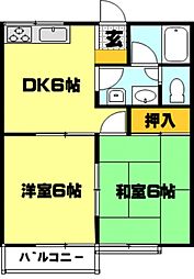 ベルエリス 2DKの間取図画像