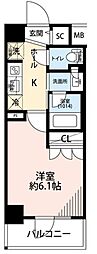 プレール・ドゥーク品川南大井 1Kの間取図画像