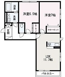 ラシーヌ根岸台 2LDKの間取図画像