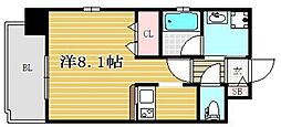 エンクレスト祇園2 1Kの間取図画像