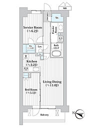アビティグランデ砧 1SLDKの間取図画像