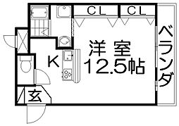 メゾン天の川 ワンルームの間取図画像
