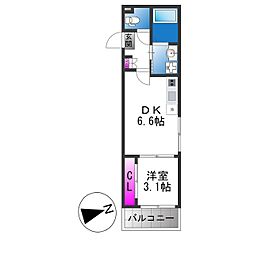 ハーモニーテラス鴫野東 1DKの間取図画像