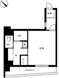 スカイコート九段下 1Kの間取図画像