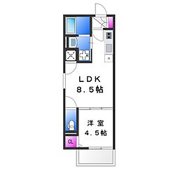 メゾンボヌス 1LDKの間取図画像
