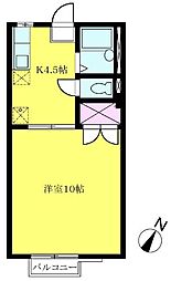 ビバリーハウス千歳台B 1Kの間取図画像