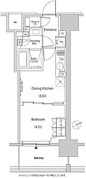 ザ・パークハビオ目白タワー 1DKの間取図画像