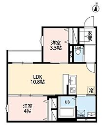 robot home 祐光(ロボットホームユウコウ) 2LDKの間取図画像