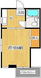 イヌイビル 1Kの間取図画像