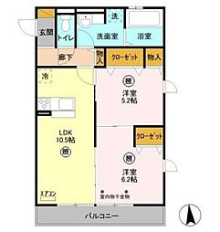 グレイスコート 2LDKの間取図画像