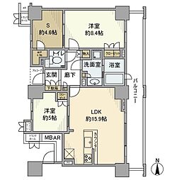 プラウドタワー武蔵浦和ガーデン 2SLDKの間取図画像