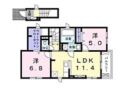 ホフヌング弐番館 2LDKの間取図画像