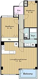 カスタネア栗平2番館 2LDKの間取図画像