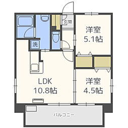 プレスタイル箱崎ステーション 2LDKの間取図画像
