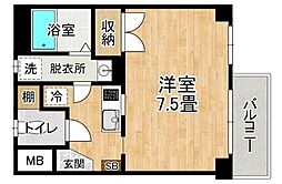 金町ヒルズA ワンルームの間取図画像