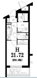 グリフィン武蔵中原・スクエアコート 1Kの間取図画像