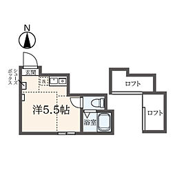 ユナイト山手ロミーシュナイダ ワンルームの間取図画像