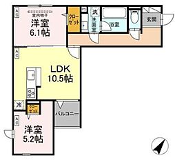 U Residence 森野 2LDKの間取図画像