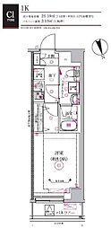 RELUXIA品川中延 1Kの間取図画像