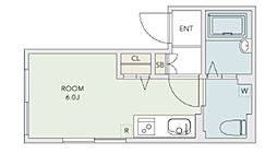 Ｂｅｌｌ ｅａｓｔ 1階ワンルームの間取り