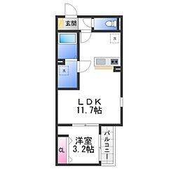 Fstyle一津屋1号館 1LDKの間取図画像