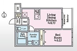 アイルグランデ赤羽 1階1LDKの間取り