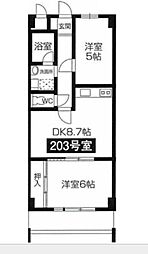 ロイヤルハイツハシモト 2DKの間取図画像