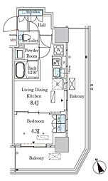 パークアクシス大塚ステーションゲートタワー 1LDKの間取図画像