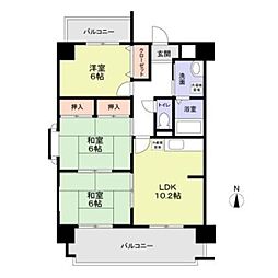 生野プラザ 3LDKの間取図画像