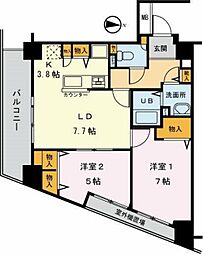 フォーエレメンツ竹の塚 5階2DKの間取り
