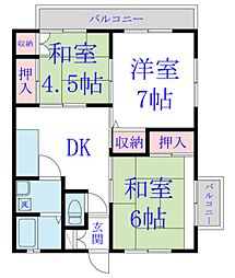 ハイツサンフラワー 3DKの間取図画像