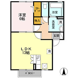 コンフォート杭全 1LDKの間取図画像