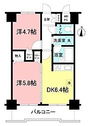 ライオンズマンション海老名第3 2DKの間取図画像