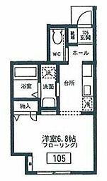 ヴェルデ東松原 1Kの間取図画像