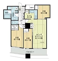 ザ・パークハウス西新宿タワー60 39階3LDKの間取り