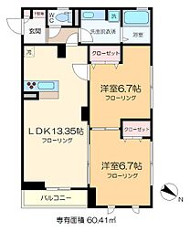 ドルフクレセント八番館 2LDKの間取図画像