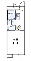 レオパレスペアグレイス 1Kの間取図画像