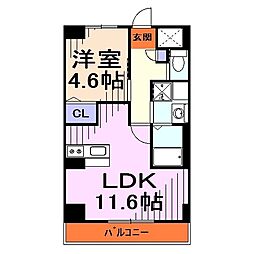 シャトーリアン 1LDKの間取図画像