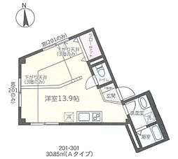 フェリス ワンルームの間取図画像