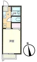 コト・ドミールK2 1Kの間取図画像