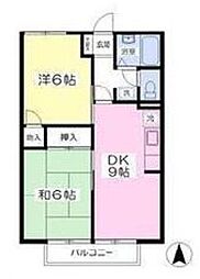 プレジールベア3 2DKの間取図画像