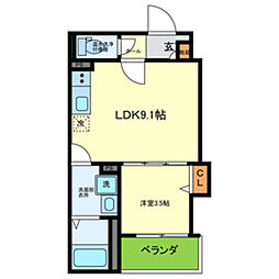 レジーナ寝屋川 1LDKの間取図画像